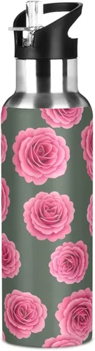 Vista 8 de Vibrant Pink Roses Stainless Steel Vacuum Insulated Water Bottle 20 Oz Leakproof Water Bottles, BPA-Free Sport Water Bottle