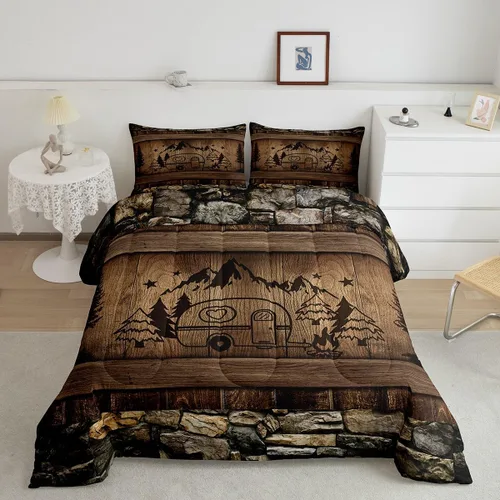 Vista 33 de Erosebridal Happy Camping - Edredón tamaño individual para niños, juego de ropa de cama de animales del bosque del bosque para bebés, niños y niñas