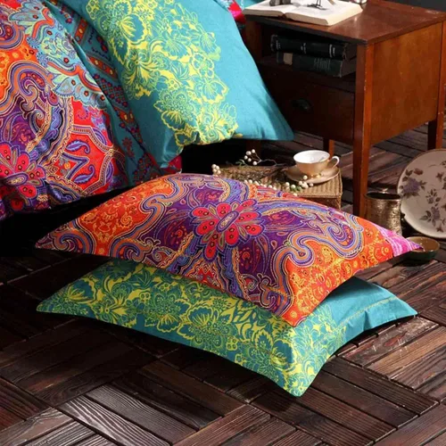 Vista 6 de ETDIFFE Juego de funda de edredón bohemio tamaño Queen de 3 piezas Colorido