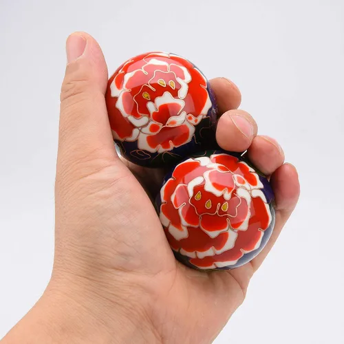 Vista 3 de 1.97 '' Bolas de Baoding Chino Ejercicio de Mano Bolas de Masaje con Caja Rosa Roja Patrón Bolas Azules con Campanillas Padres Regalo TQZDBS78