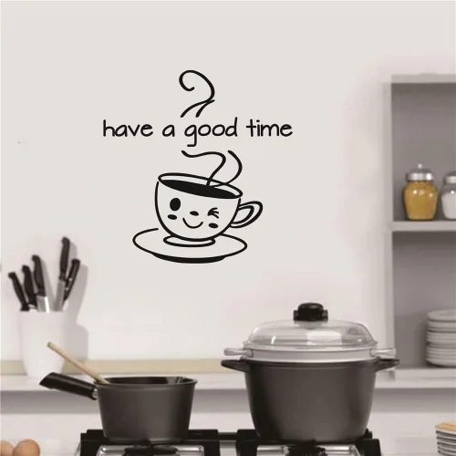 Vista 3 de Decoración de pared para comedor, cafetería, decoración de pared, calcomanía de pared de vinilo para cafetería, tienda de té, frase "Have a Good