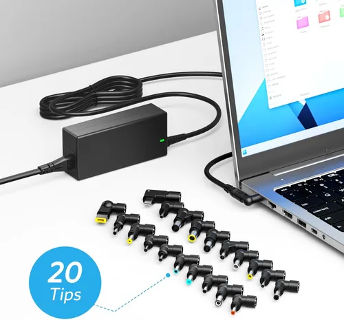 Vista 8 de Belker Cargador universal para portátil de 90 W y 65 W, cable de alimentación para HP Dell Asus Lenovo, Samsung, Acer Gateway, Toshiba, fuente