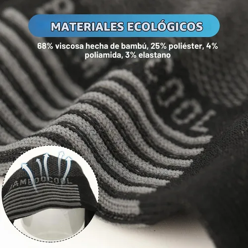 Vista 5 de BAMBOO COOL Calcetines atléticos de tobillo para hombre con acolchado y absorción de humedad, calcetines de malla para correr de corte bajo