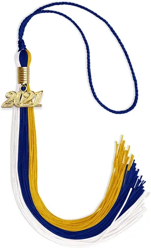 Vista 149 de Endea - Borla de graduación de triple color con gota de fecha dorada (negro/dorado/granate, 2020)