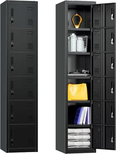 Vista 10 de Greenvelly Gabinete de almacenamiento de 9 puertas para empleados, casillero de metal para oficina, gimnasio, escuela, casillero de acero negro