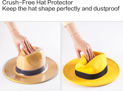Vista 4 de LADYBRO Sombrero de Fedora y Fedoras Combo de almacenamiento, sombrero rojo para mujer, fedora de lana de ala ancha, organizador de sombreros