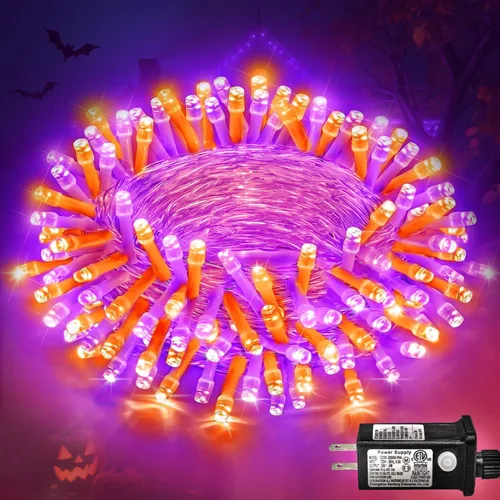 Vista 37 de Guirnalda de 120 luces LED rojas impermeables para exteriores, luces de Navidad rojas de 40 pies, 8 modos, cable transparente, guirnalda de luces