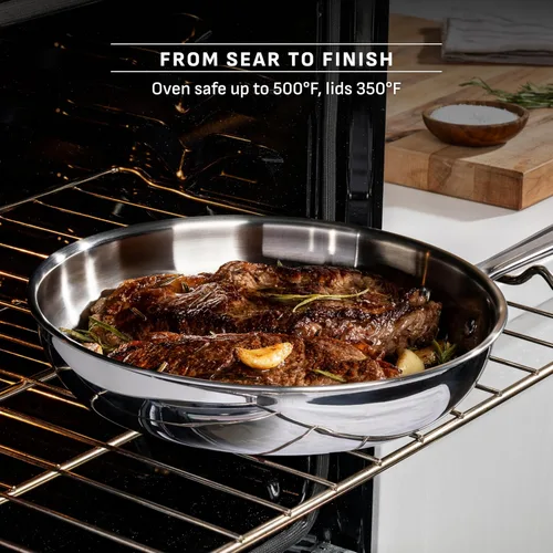 Vista 6 de T-Fal Pro Tri-Ply - Juego de utensilios de cocina de acero inoxidable de 3 piezas, utensilios de cocina por inducción, apto para horno a 500°F
