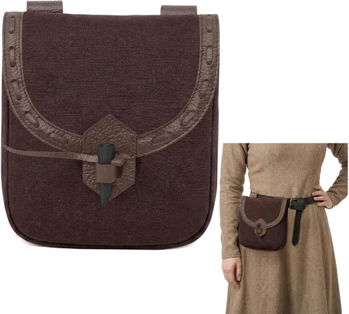 Vista 16 de Mythrojan - Bolso de Cintura de Cuero Vikingo - Accesorios para Vestimenta Medieval y Renacentista - Bolso de Cintura LARP - Bolso de Monedas