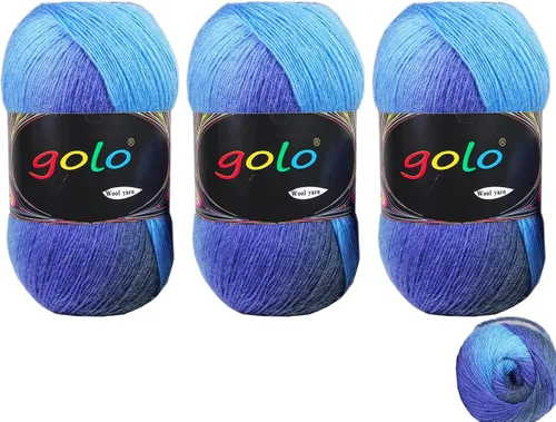 Vista 23 de Hilo de lana golo para tejer 200 yardas, hilo Cachemire multicolor arcoíris
