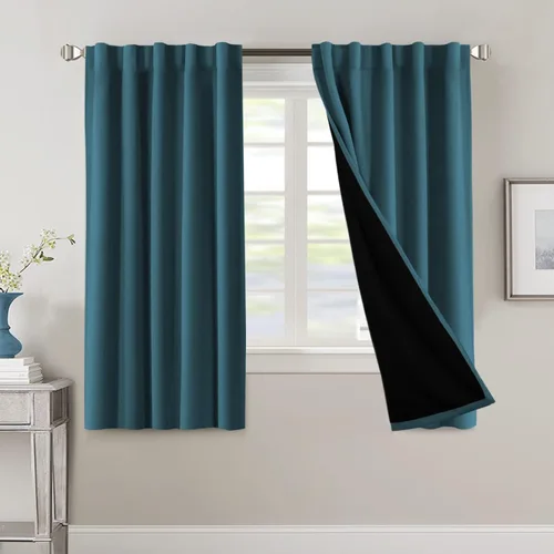 Vista 36 de H.VERSAILTEX Cortinas 100% opacas para dormitorio con forro negro, cortinas de oscurecimiento de habitación completa, con aislamiento térmico