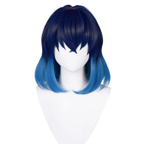Vista 13 de SL Nezuko - Peluca de cosplay + cinta rosa para DS, peluca larga negra y naranja, pelucas de pelo de anime con gorra para fiesta de disfraces