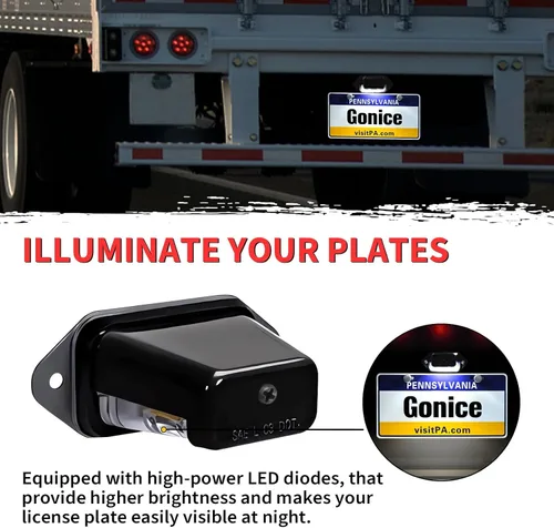 Vista 2 de Gonice Luz LED superbrillante para matrícula, 6-SMD, ajuste universal para camión, remolque, furgoneta, RV, SUV, barco, luz debajo del capó, cumple