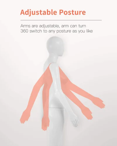 Vista 4 de Maniquí de maniquí femenino de 69 pulgadas, maniquí realista de cuerpo completo, giros de cabeza con base de metal, plástico para adultos