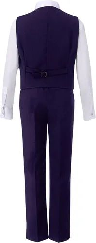 Vista 2 de Traje para niños y niños, camisa de vestir blanca ajustada+chaleco+pantalones largos+corbatín 4 piezas anillo de boda portador esmoquin traje formal