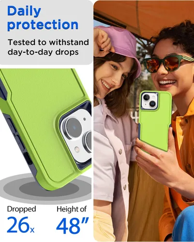 Vista 4 de AICase Funda para iPhone 15 Plus con protector de pantalla de vidrio + lente de cámara, resistente protección contra caídas, cuerpo completo