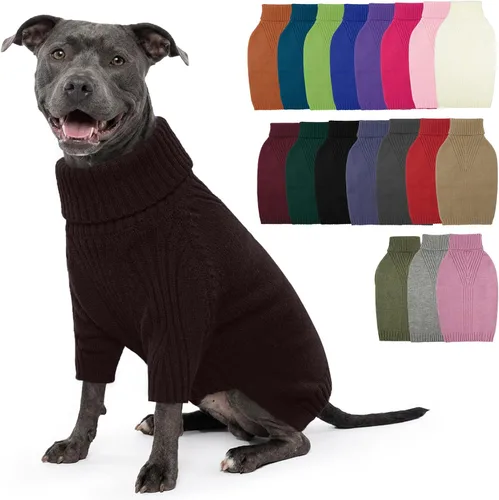 Vista 59 de IECOii Suéter de perro salchicha de cuello alto para perros pequeños, medianos y hembras, elástico y transpirable, abrigo de punto cálido, para Negro