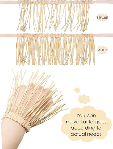 Vista 3 de Jetec Kit de 7 pajitas de espantapájaros, 5 material de rafia, accesorios de disfraz de espantapájaros, decoración de rafia, cuello, brazos