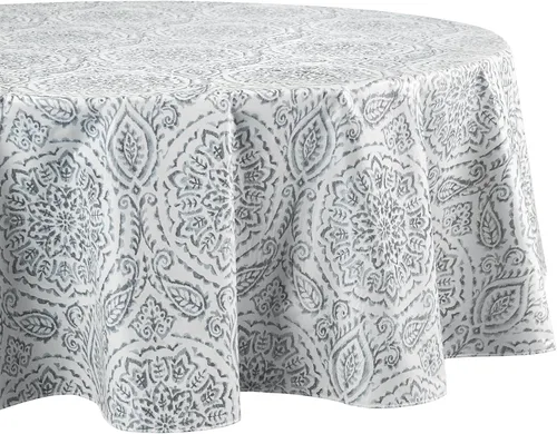 Vista 2 de Elrene Home Fashions Savannah - Mantel de vinilo bohemio con estampado de cachemira, resistente al agua y a las manchas con reverso de franela, 70 x
