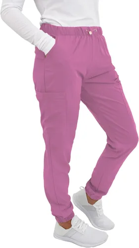 Vista 15 de Pantalones quirúrgicos Green Town para mujer - Pantalón quirúrgico jogger, bolsillos cargo, tela elástica, cordón de ajuste, fácil cuidado Negro