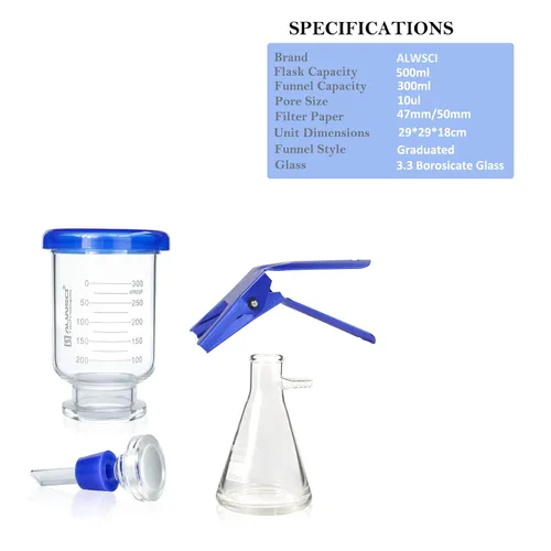 Vista 6 de Mecanismo de Laboratorio para Filtración al Vacío y Destilación, Kit de Filtro de Ensamblaje de Filtración al Vacío de Vidrio Borosilicato con Termo