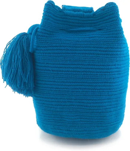 Vista 2 de Bolsos Colombianos, Mochila Wayuu, 100% original de algodón colombiano hecho a mano bolsa de cubo. (tamaño mediano)