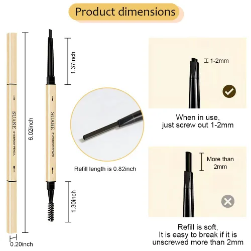 Vista 6 de AMY'S DIARY Lápiz retráctil de cejas Balck de 3 piezas, cepillo de cejas de doble cara, punta fina, formas, define, rellena maquillaje para cejas