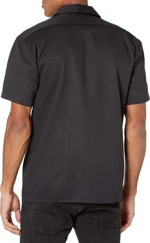 Vista 2 de Dickies Camisa de trabajo flexible de manga corta para hombre - Camisa con botones para mecánica y construcción, sarga duradera Negro V1