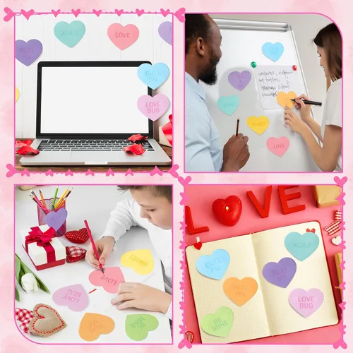 Vista 5 de TICIAGA 30 unidades de notas adhesivas de corazón de amor, conversación romántica, notas autoadhesivas, mini blocs de notas inspiradoras