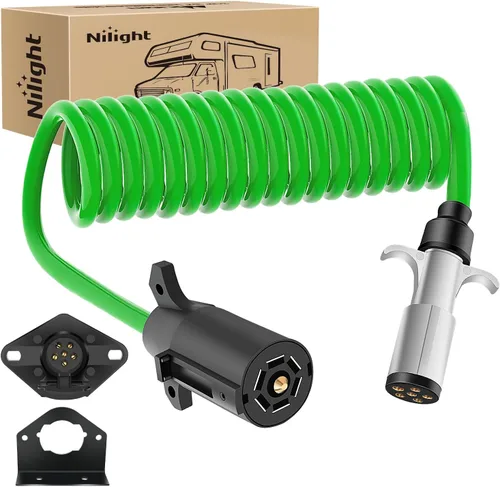 Vista 9 de Nilight Kit de arnés de cableado de enchufe de remolque de 7 pines 55243 para lado del vehículo, 7 vías, tipo RV, enchufe USCAR, compatible con Ford