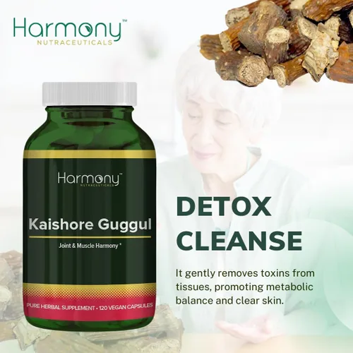 Vista 9 de Kaishore Guggul, Harmony Nutraceuticals, Ayurveda Tradicional 120 Cápsulas Vegetarianas