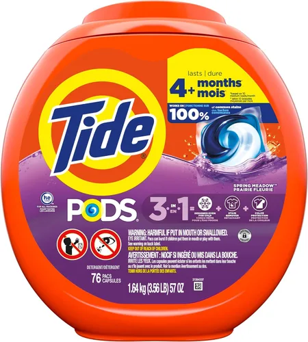 Vista 12 de Tide PODS cápsulas de detergente para lavandería, removedor de manchas 3 en 1, combatiente de olores, protector de color, 76 unidades, compatible