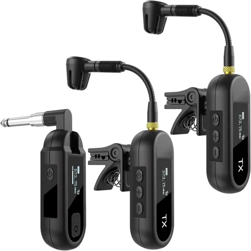 Vista 10 de EBJ Sistema de micrófono de saxofón UHF inalámbrico, micrófono de instrumento de clip, saxofón y trompeta, ecualizador preestablecido y nivel de eco