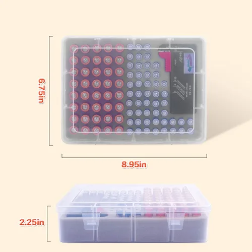 Vista 5 de Caja organizadora de almacenamiento de batería ALCYON con probador de batería, caja de almacenamiento para garaje con espacio para 90