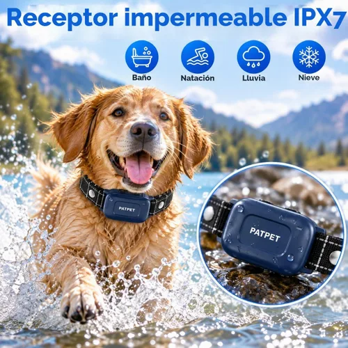 Vista 3 de PATPET Collar de entrenamiento para perros con control remoto, collar de choque impermeable IPX7 de 2000 pies, 4 modos