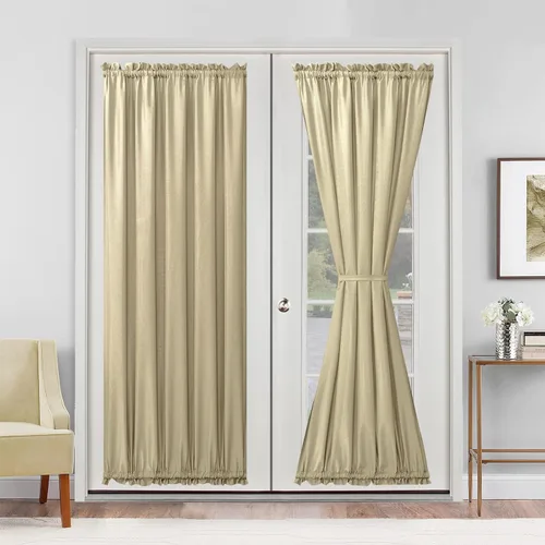 Vista 23 de Cortinas para puerta francesa, color aguamarina, 24 pulgadas de ancho x 40 pulgadas de largo, 1 panel Bolsillo para barra, semitransparente