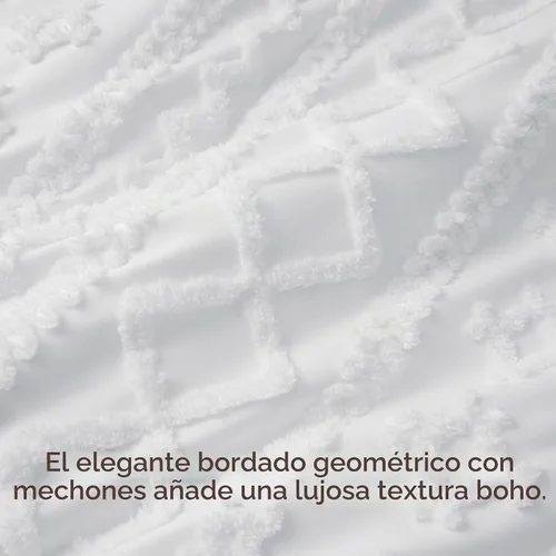 Vista 3 de Bedsure Funda de edredón bohemia tamaño matrimonial, bordado copetudo, 3 04 - Blanco - Elegante (sin edredón)