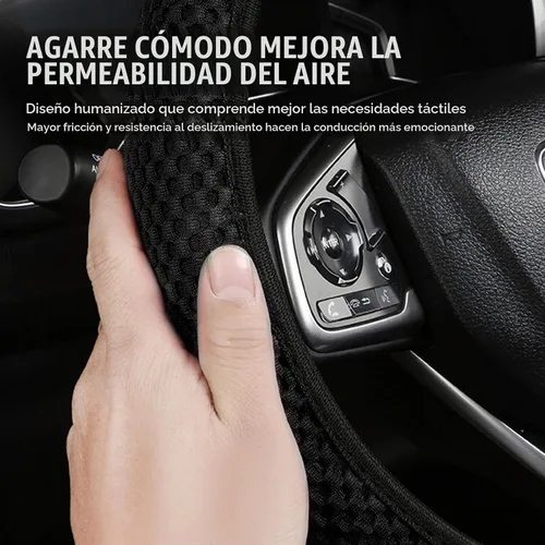 Vista 3 de Tesnaao Pack-1 Funda para volante de coche, malla de masaje 3D de seda de hielo transpirable sin anillo interior, protector antideslizante de agarre