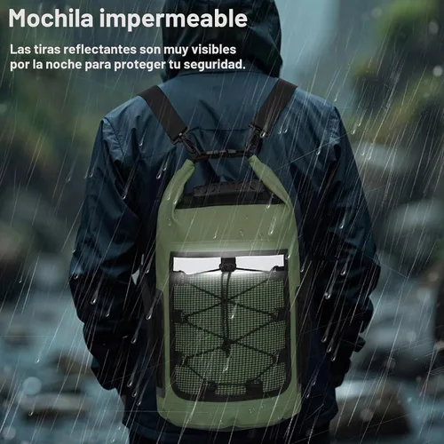 Vista 6 de Pimoys Bolsa seca, mochila impermeable de 25 L, bolsas secas enrollables, kayak, bolsa de viaje al aire libre para canotaje, kayak, campamento