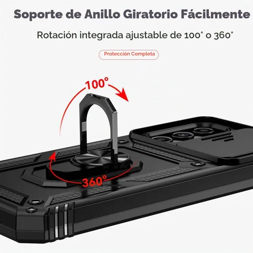 Vista 5 de Funda para Samsung Galaxy A25 5G con cubierta deslizante para cámara, protector de pantalla HD [grado militar de 16 pies probada en caídas] Soporte
