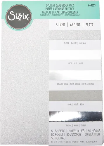 Vista 6 de Sizzix, Carbón, cartulina Surfacez-Surfaces-Opulent, paquete de 50, gris (664536)