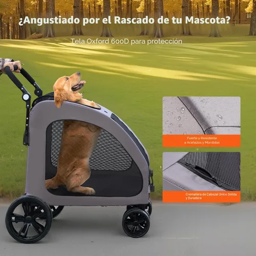 Vista 4 de VEVOR Cochecito para Mascotas, Transportador de Perros de 4 Ruedas con Frenos, Capacidad de Peso de 160 libras, Cochecitos de Viaje Portátiles