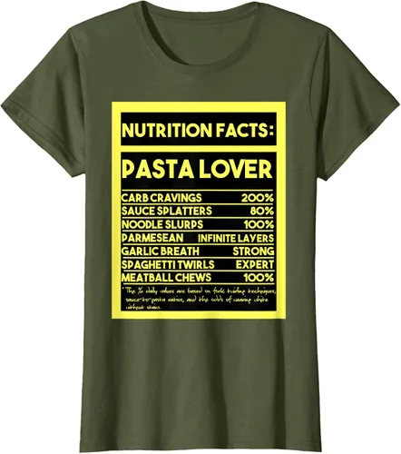 Vista 71 de Pasta Lover Nutrition Facts: The Ultimate Carb Connoisseur's T-Shirt Negro