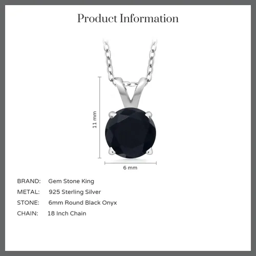Vista 40 de Gem Stone King Collar con colgante solitario de plata de ley 925 de 0.236 in con piedra natal redonda Collar de 4 puntas para mujer Con cadena