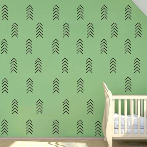 Vista 9 de Calcomanías geométricas de flecha para pared, 48 calcomanías de vinilo extraíbles para decoración moderna del hogar, oficina, dormitorio, guardería