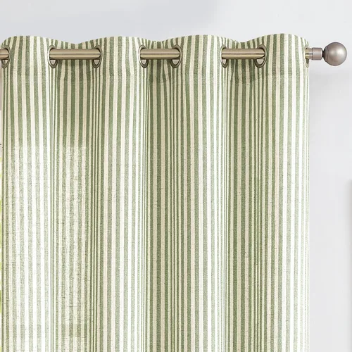 Vista 13 de Cortinas de cocina estilo granja a rayas Vangao de 24 pulgadas de largo, cortinas de lino para café, cortinas de nivel con rayas, cortinas Boxter