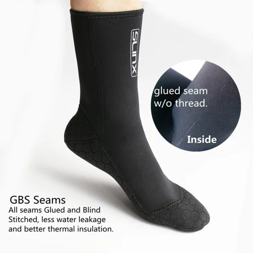 Vista 3 de Skyone Calcetines de neopreno con aleta de agua para buceo, 0.118 pulgadas para mujeres y hombres, calcetines térmicos de playa antideslizantes