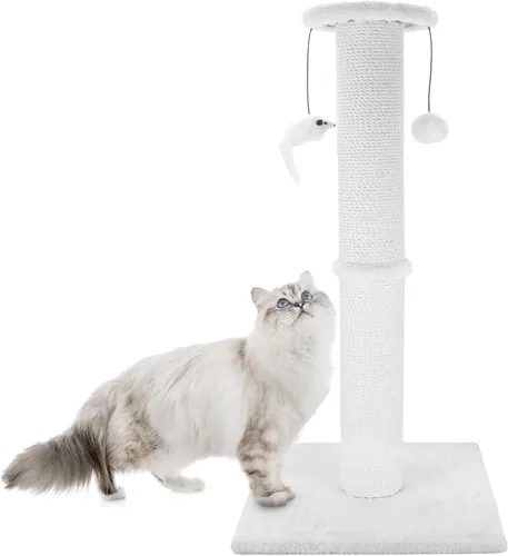 Vista 12 de Poste rascador para gatos Ahomdoo de 34 pulgadas, poste rascador para gatos resistente y más grueso de sisal con bola colgante y poste rascador