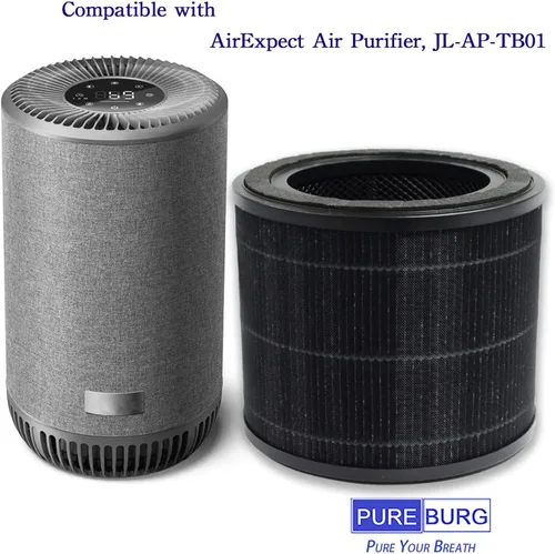 Vista 2 de PUREBURG Filtro de repuesto compatible con purificadores de aire AirExpect y AirExtend JL-AP-TB01, paquete de 2 unidades H13 HEPA de carbón activado