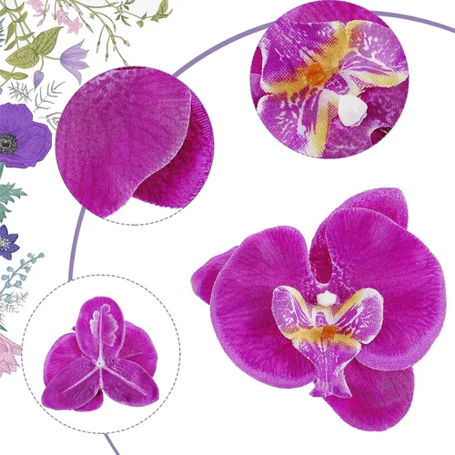 Vista 2 de 40 pétalos de orquídea, decoraciones artificiales, cabezas de orquídeas, flores, de seda sintética, Phalaenopsis, cabezas de flores de mariposa